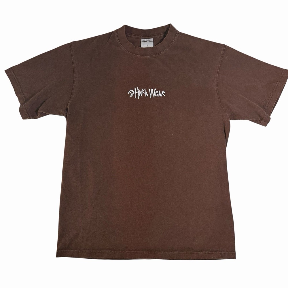 Shaka Wear Super Max Heavyweight T Shirt Men's L Brown Embroidered Logo